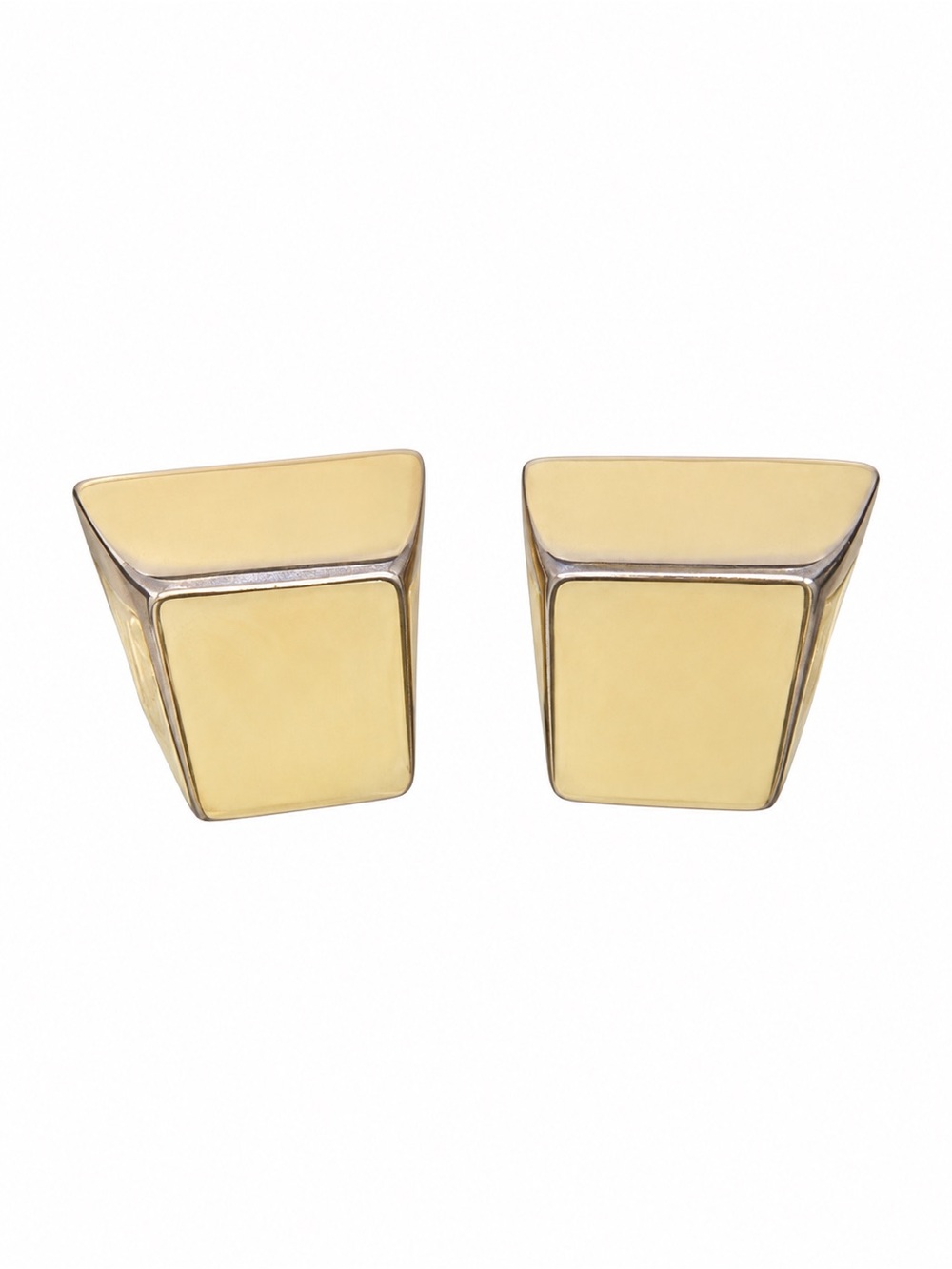 Vintage Cream Enamel and Gold Tone Clip-On Earrings